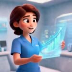 Esteticista profesional analizando rentabilidad estilo 3D Pixar