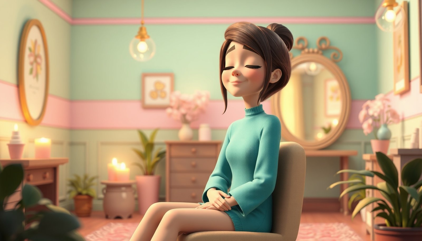 Laura respirando tranquilamente en su centro de estética — EMDUE